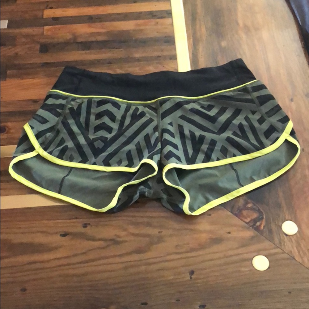 Grey and yellow tribal printed Lulu Lemon shorts